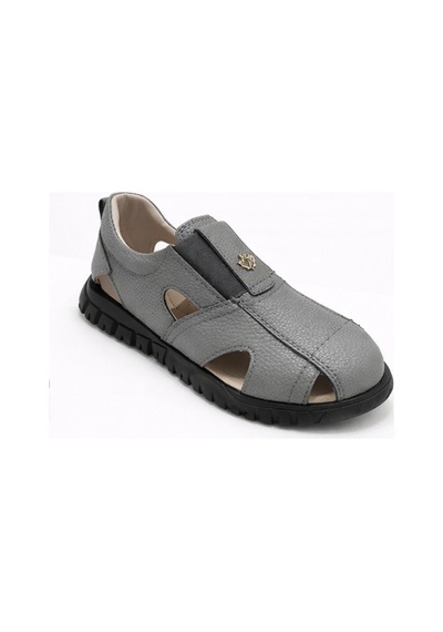 Rks Shoes Çocuk Sandalet Lastikli Rahat Kullanım Deri Gri
