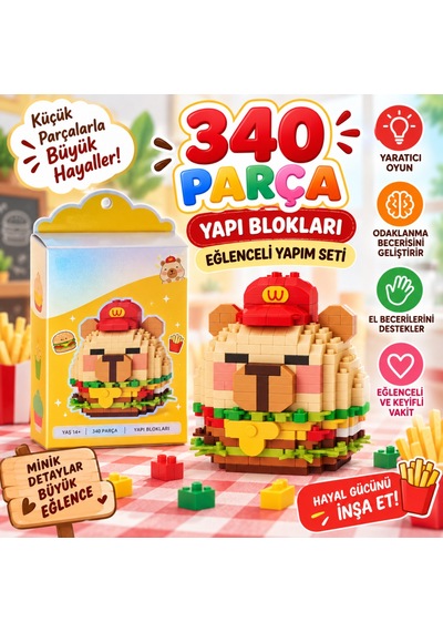 Lz-8875 Hamburger Model 340 Parça Block Oyuncak
