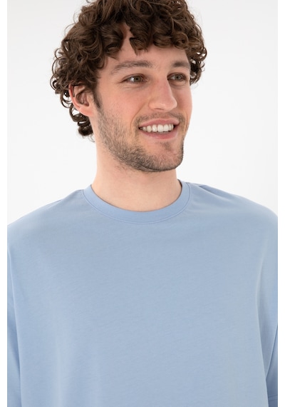 U.S. Polo Assn. Erkek Oversize Fit Bisiklet Yaka Açık Mavi Tişört 50305859-VR003