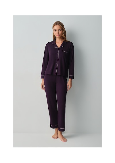 Suwen Misty Gömlek Yaka Pijama Takımı Wsh10510059080 Mürdüm