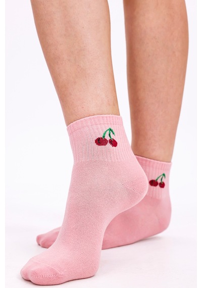 Desing Socks Premium Pamuklu Yumuşak Ve Kokulu 6'lı Meyve Desenli Bilek Kadın Çorap Seti - Nefes Alan Yapı Çok Renkli