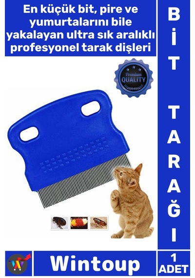 Tarak Paslanmaz Çelik Dişli Ergonomik Saplı Evcil Hayvan Bakım Hijyen Kedi Köpek Bit Pire Tarağı