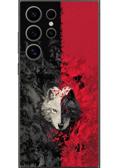 Samsung Galaxy S24 Ultra Uyumlu Şeffaf Kılıf Kurt Tasarımlı