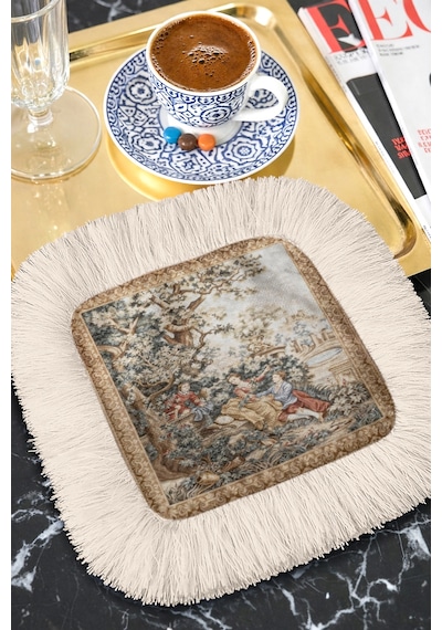 Zarif Klasik Saray Saçaklı Sunum Peçetesi - Vintage Nostaljik Bej Kahverengi Bardak Altlığı Mendil Pastel Kanyon Antrasit Zarif Klasik Saray Saçaklı Sunum Peçetesi - Vintage Nostaljik Bej Kahverengi Bardak Altlığı Mendil Pastel Kanyon Antrasit