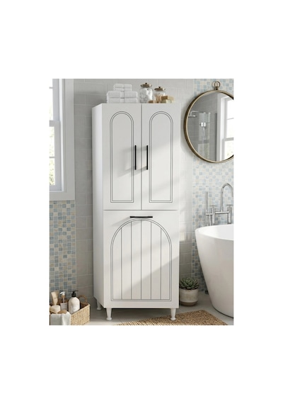 Kirli Çamaşır Sepetli Banyo Kiler Oyuncak Çok Amaçlı Dolap Beyaz