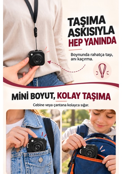 Mimtec Blm-108 Mini Cep Kamera - 2.01" Hd Ekran 1080p Flaşlı Dijital Video Fotoğraf Makinası Siyah
