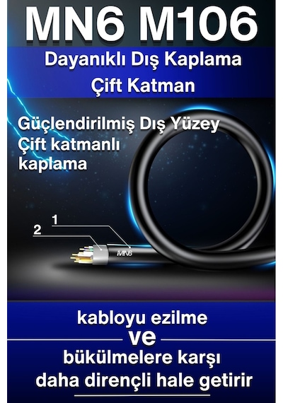 MN6 M106 100 metre ethernet kablo/UTP 0.50mm Cat6 Iki Kat Korumalı/Dış Mekan/100 Metre Cat6 kablo