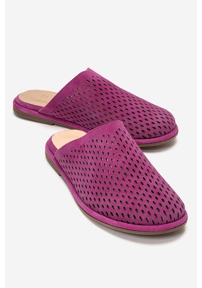 Luvishoes Melara Fuşya Süet Hakiki Deri Delikli Önü Kapalı Kadın Terlik