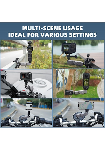 Kamera Bisiklet Ve Motosiklet Gidon Montaj, Alüminyum Alaşımlı Kelepçe, 360 , Insta360 İle Uyumlu X5 X4 X3 Ace Pro Go 3s, Djı Osmo 2 Mobile 7p Action 5 Pro 4 3 İle Uyumlu, Mm1, Gri