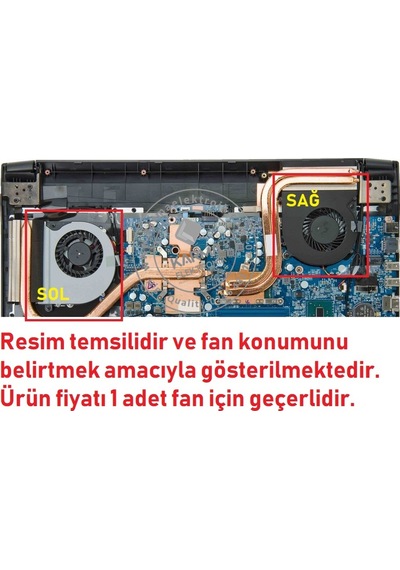Clevo, Monster, Casper P650re, P670hs Notebook Fanı 3 Pin 12-6-p6508-108 Sol / Fan075