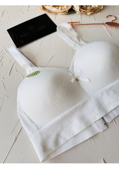 Celine C Cup Bambu Hisli Ultra Rahat Polamid Kumaştan Dokulu Dant Ekru