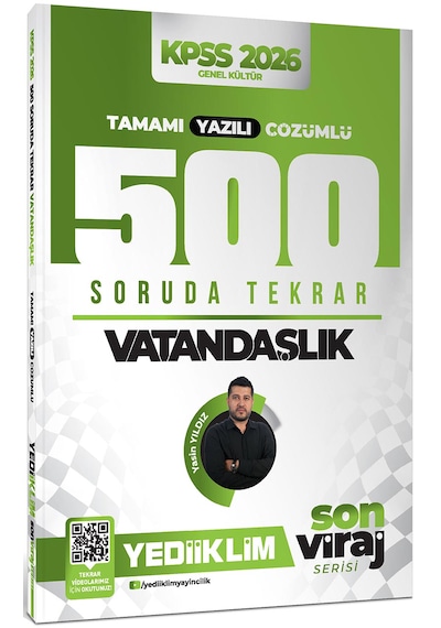 Yediiklim Yayınları 2026 Kpss Son Viraj Serisi Vatandaşlık Tamamı Yazılı Çözümlü 500 Soruda Genel Tekrar Kampı