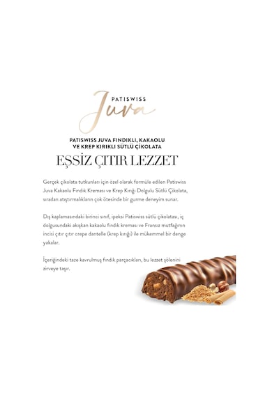 Juva Fındıklı, Kakaolu Ve Krep Kırıklı Sütlü Çikolata Bar, 30g