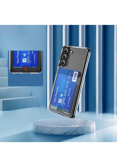 Samsung Galaxy Uyumlu S21 Kılıf Zore Kartlıklı Şeffaf Ensa Kapak