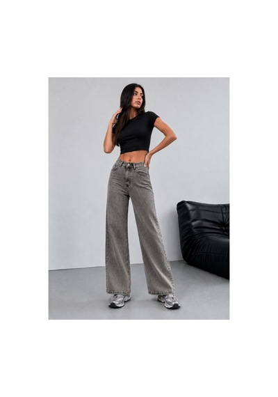 Blue Marlın Dökümlü Kahve Kar Yıkama Palazzo Kot/denim Wide Leg Pantolon Kahverengi