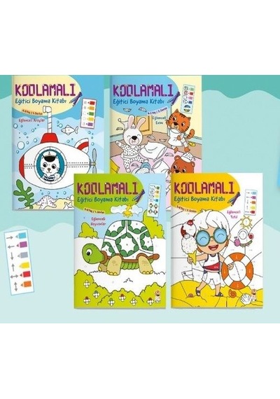 Kodlamalı Eğitici Boyama Seti-4-6 Yaş 1.2.Seviye-4 Kitap Takım- Sincap Kitap
