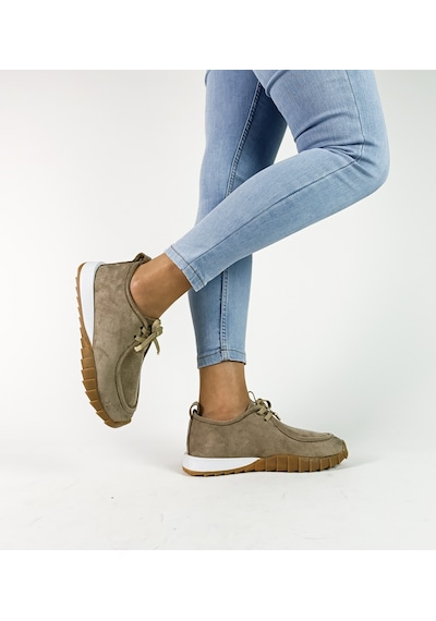 Gdt Ayakkabı Bej Renk Süet Bağcıklı 36-37-38-39-40 Numara Kadın Sneaker Kahve