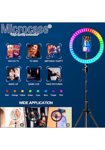 26 Cm Selfie Rgb Led Ring Halka Işık+2.1Mt Tripod+Kumanda Al2643