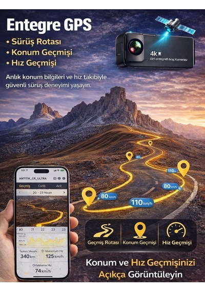 X18 Premium 3 Lens Araç İçi Kamera Wifi Gps 4k Ultra Hd Ön Arka İç Kamera Gece Görüşü Park Modu Dvr