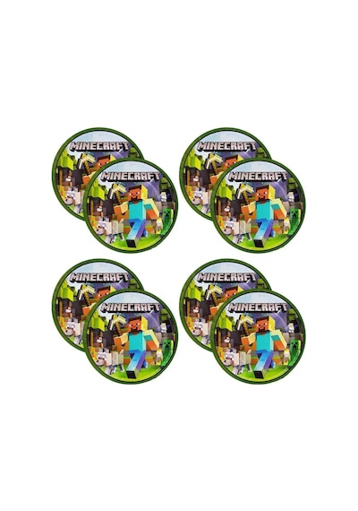 Minecraft Temalı Karton Tabak Ve Bardak Seti 8+8 Adet Çok Renkli