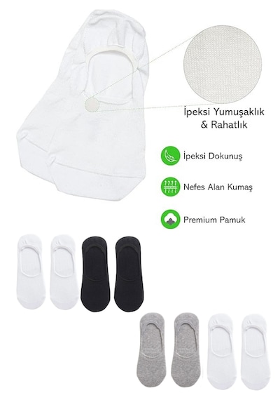 Kral Socks Kadın - Erkek Düz Desen 8'li Paket - 8 Çift Pamuklu Terletmez Babet Çorap Asorti