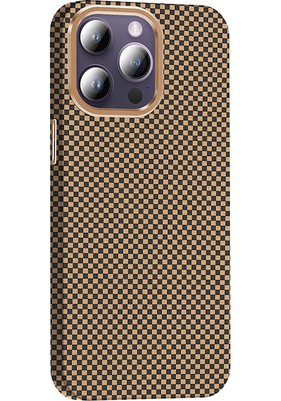 Rba Aksesuar Apple Uyumlu iPhone 14 Pro Max Kılıf M-safe Şarj Özellikli Karbon Fiber Görünümlü Rba Gros Kapak - Siyah-laciver Çok Renkli
