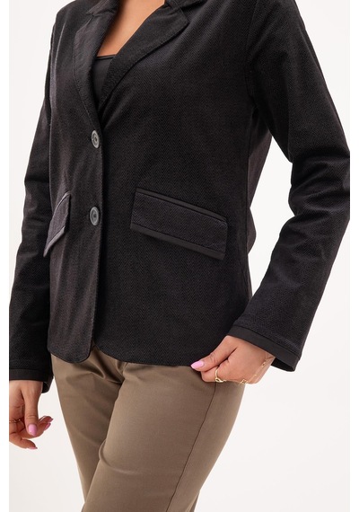 Bold & Young Kadın Baskılı Kadife Blazer Ceket Likralı Pamuklu Kumaş, Astarlı, Çift Cepli Balıksırtı Siyah Bold & Young Kadın Baskılı Kadife Blazer Ceket Likralı Pamuklu Kumaş, Astarlı, Çift Cepli Balıksırtı Siyah