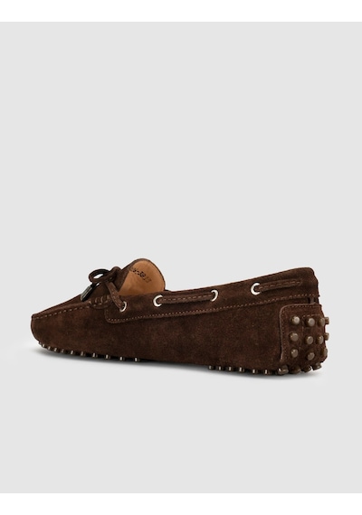 Kahve Hakiki Deri Bağcıklı Günlük Loafer Mokasen Kadın Ayakkabı Kahverengi