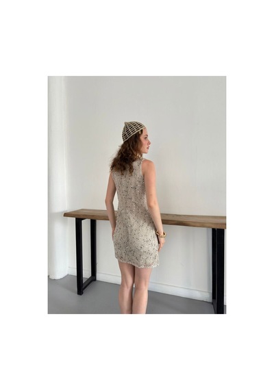 Verymoda Pullu Sıfır Kol Elbise D3120 Taş