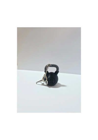 Gym Spor Kettlebell Double Anahtarlık, Çanta Charmı Süsü - Siyah Gümüş