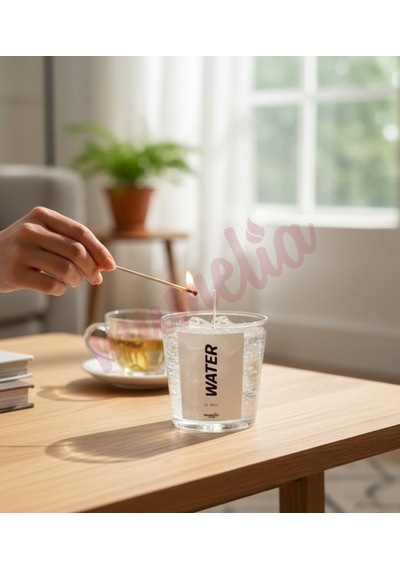 Mumelia Kristal Su - Doğal Soya Cam Bardak Tasarım Mum .