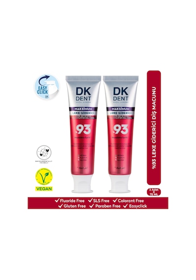 Dkdent %93 Maximum Leke Giderici Diş Macunu 75 Ml X 2 Adet Beyazlatma
