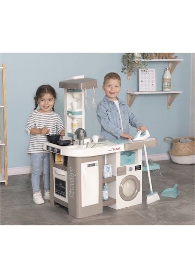 Smoby Tefal 2 in1 Sesli Çamaşır Makineli Mutfak Seti