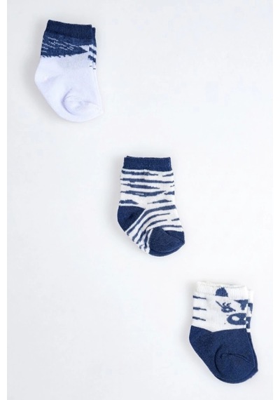 Cocole Socks Erkek Çocuk Soket Çorabı 3 Lü Set Pamuklu Soyut Figür Desenli Çok Renkli