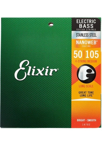 Elixir 14702 Stainless Steel Set Bas Gitar Teli 50-105