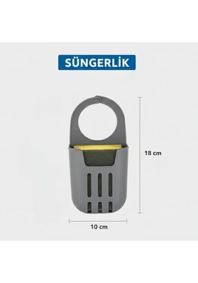 Askılı Lavabo Süngerliği Drenajlı, Delikli Tasarım, Mutfak & Banyo Düzenleyici 10 18 Cm Çok Renkli