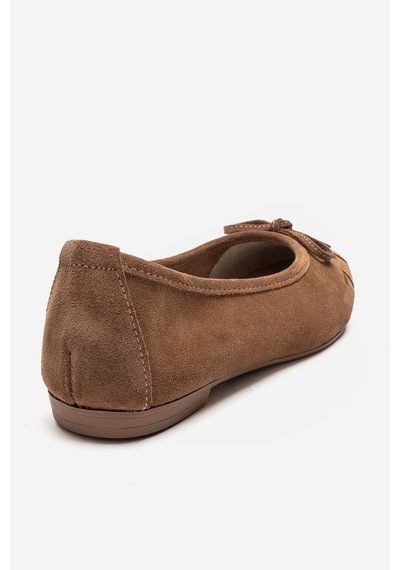 Luvishoes 03 Toprak Süet Hakiki Deri Kadın Babet Ayakkabı