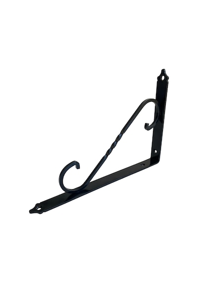 Raf Altı Ferforje Demir Tutucu L Raf Demiri Duvar Sabitleyici Metal Siyah 2 Adet 23cm X 15cm Siyah