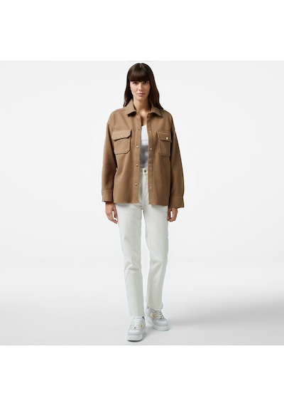 Nautica Kadın Kahverengi Regular Fit Gömlek Düz 47w507t Kahverengi