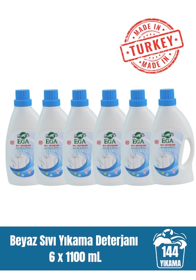 Beyaz Sıvı Yıkama Deterjanı 6x 1100 Ml 6 L