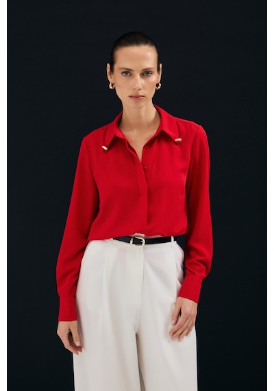 Sateen Lucy Gömlek - Kırmızı-137111