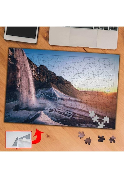 Şelale, Dağ, Gün Batımı 240 Parça Puzzle Yapboz Tablo-a01332