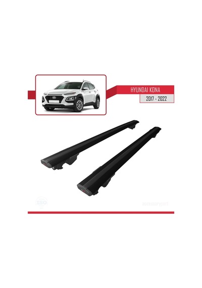 Hyundai Kona 2017-2022 Arası İle Uyumlu Hook Model Anahtar Kilitli Ara Atkı Tavan Barı Siyah