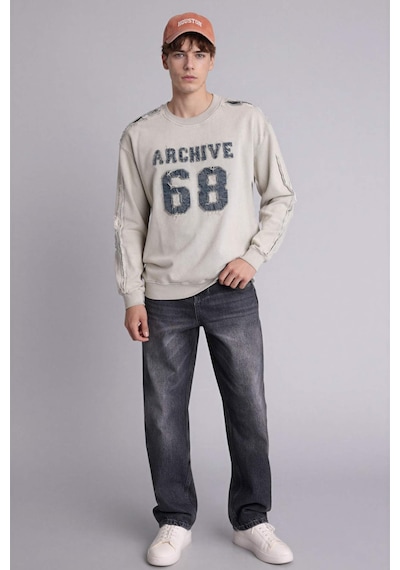 Defacto Boxy Fıt Bisiklet Yaka Sweatshirt H6268ax26spgr368 Gri-gr368