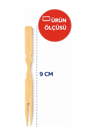 100 Adet Bambu Çatallı Kürdan 9 Cm Kokteyl Kürdanı Aperatif Sunum Kürdanı Mini Burger Kürdanı