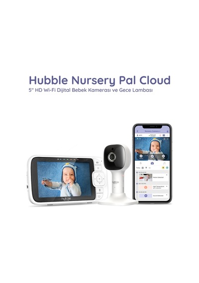 Hubble Nursery Pal Cloud Wifi-connect 5 Dijital Ekranlı Bebek Kamerası Beyaz / Beyaz