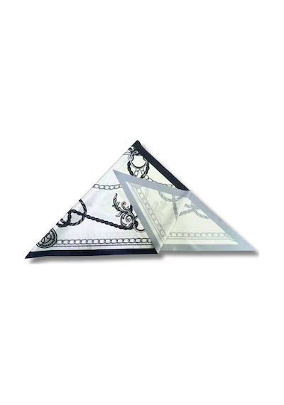 Tarzını Seç Zincir Desenli Siyah Üçgen Fular Bandana Estacraft - 100x45 Cm