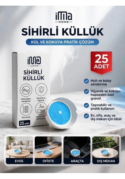 İma Home Sihirli Küllük 25 Adet Dumansız Kokusuz Kül Toplayıcı Taşınabilir Hijyenik Masa Üstü Küllük