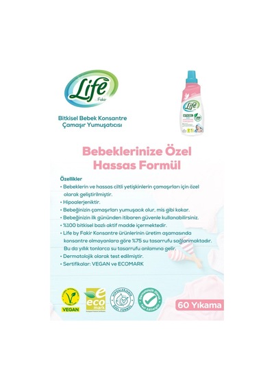 Vegan Bitkisel Konsantre Bebek Çamaşır Yumuşatıcısı 1500 Ml X 3 Adet