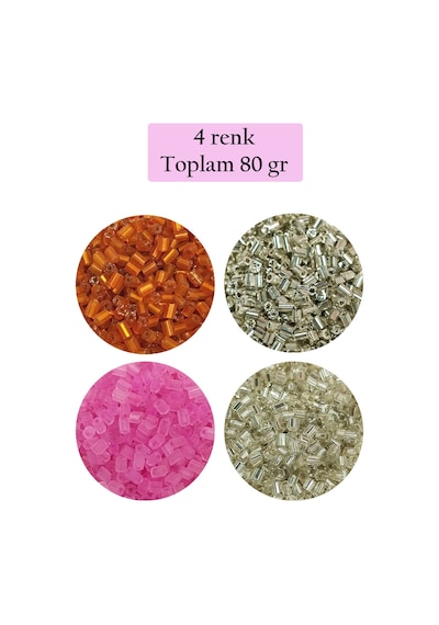 Kesme Cam Boncuk 2mm - 4 Renk - Toplam 80 Gram - Bnc441